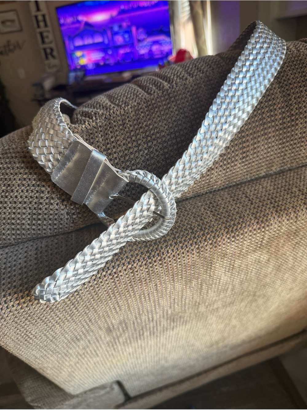 Braided Ring Buckle women’s Belt in Silver